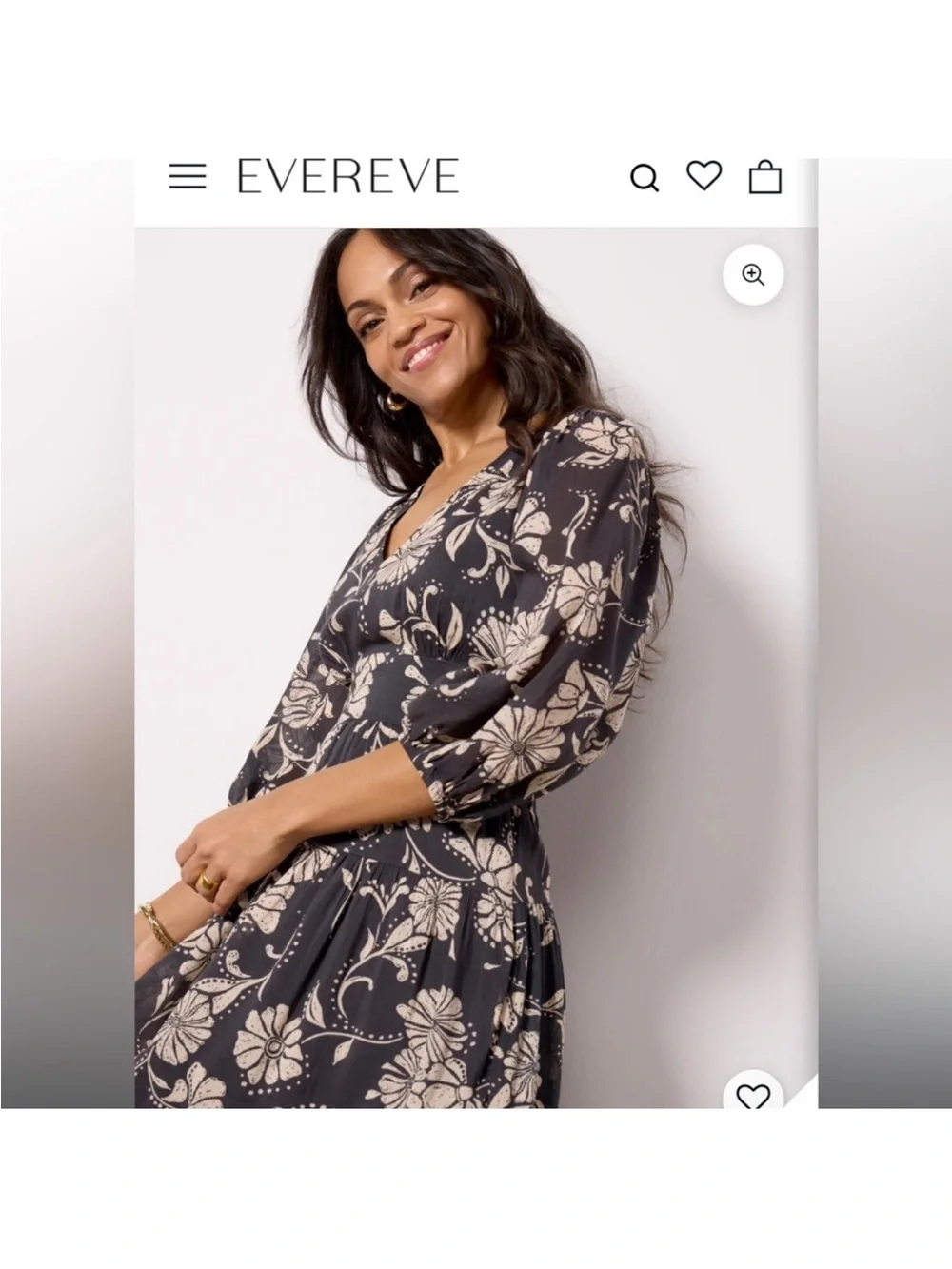 Z Supply Black Maxi Dress with Cream Floral Print - Picture 2 of 6